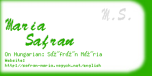 maria safran business card